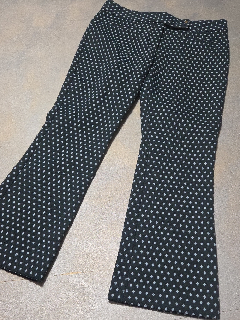 ANTHROPOGIE Cartonnier Black Flare Jeans with White Diamond Print